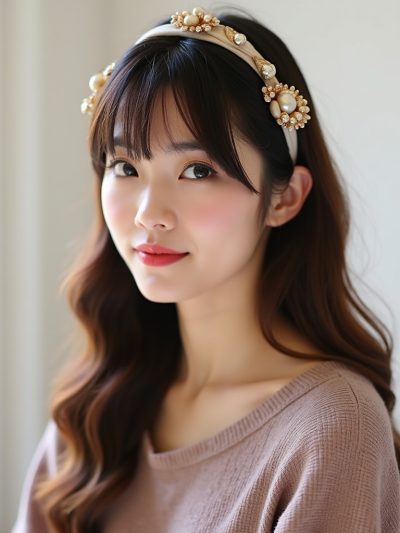 Face Framing Curtain Bangs: Accessorized Style