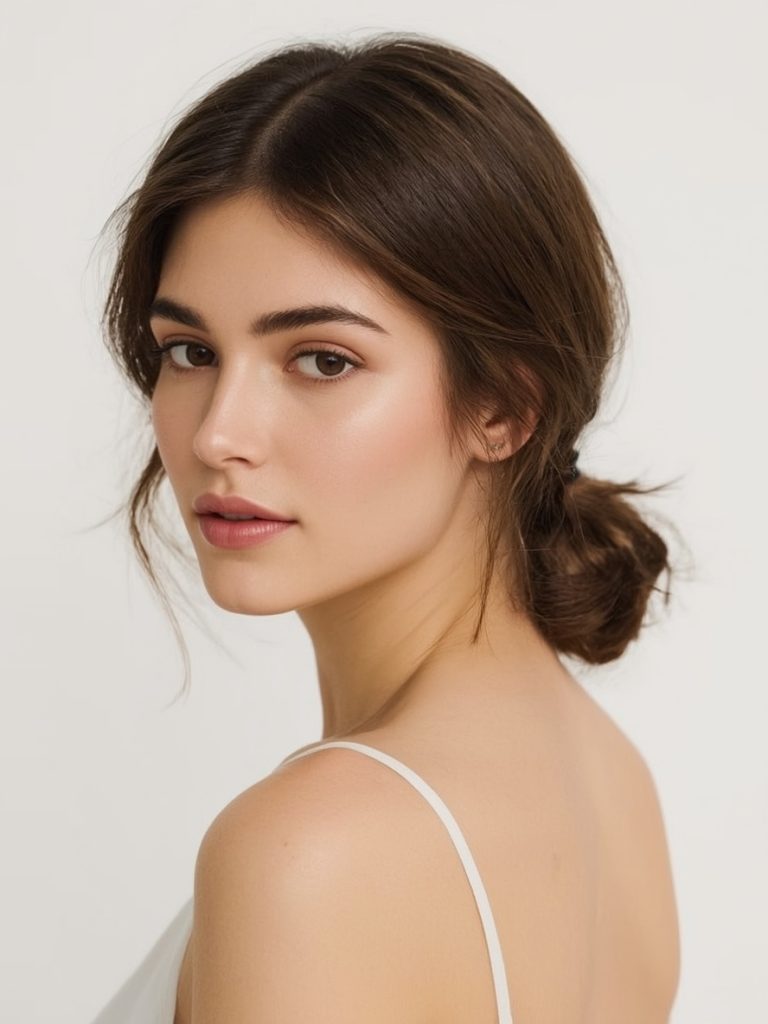 Shoulder Length Hairstyle For Thin Fine Hair: Low Ponytail
