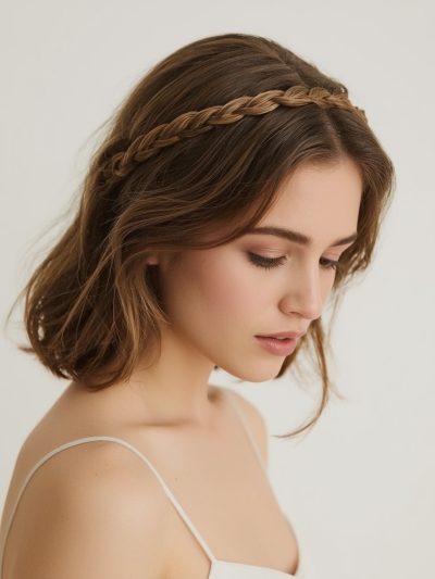 Shoulder Length Hairstyle For Thin Fine Hair: Braided Crown