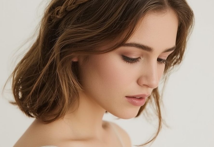Shoulder Length Hairstyle For Thin Fine Hair: Braided Crown