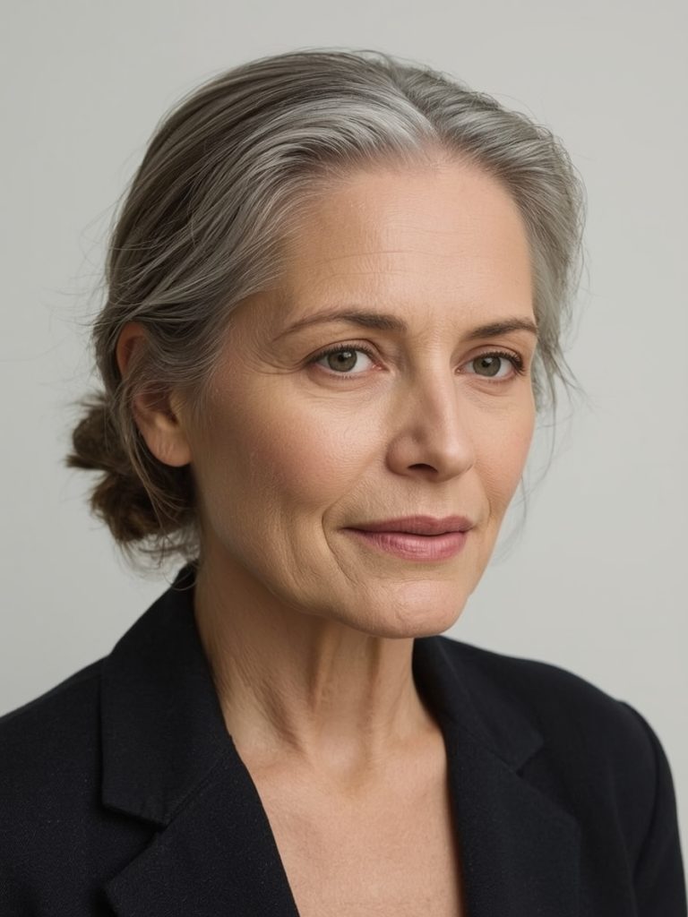 Long Hair Older Women: Simple Braid with Loose Strands