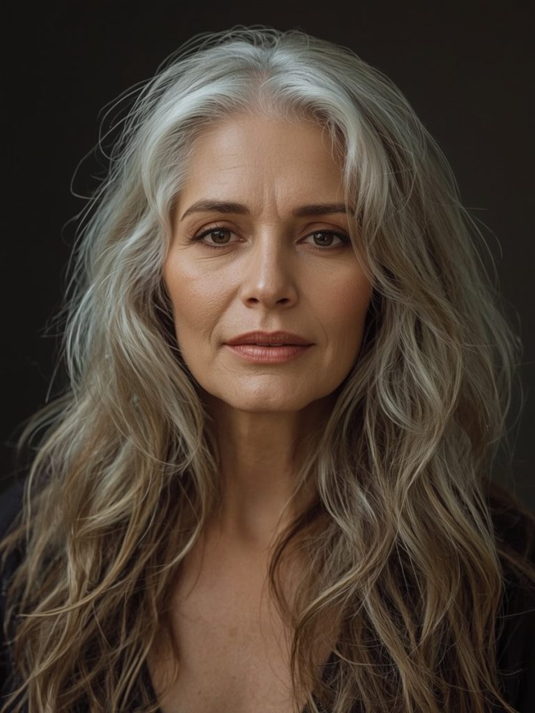 Long Hair Older Women: Soft Curls with Face-Framing Layers