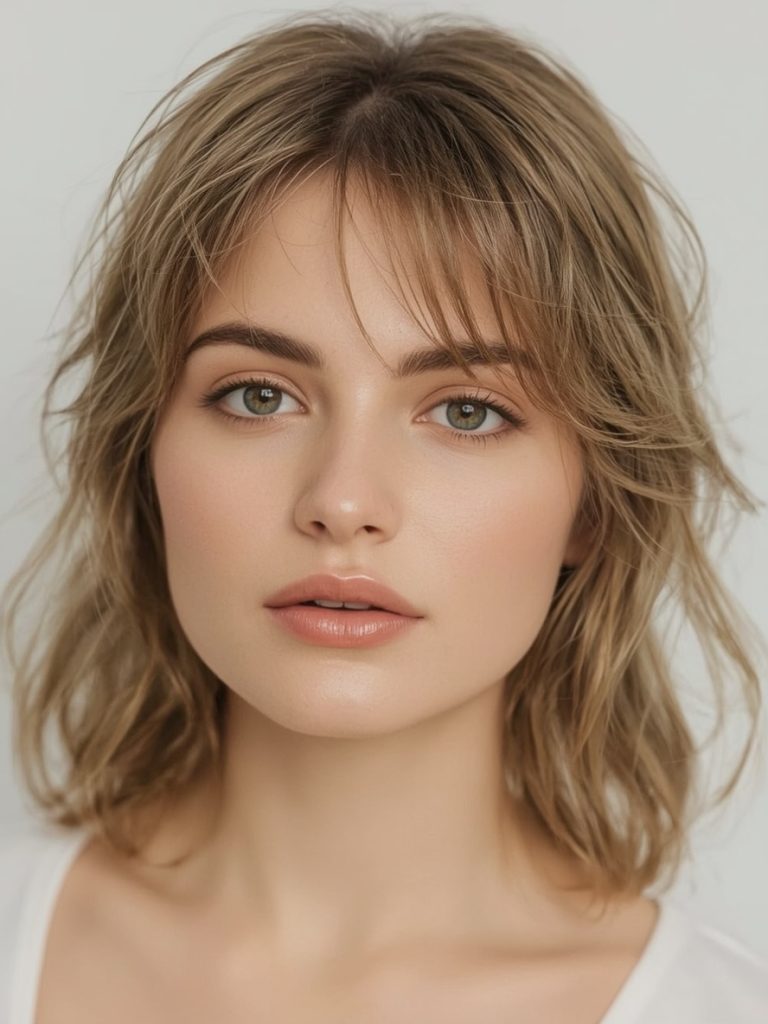 Butterfly Haircut Long Hair For Round Face: Retro Curls