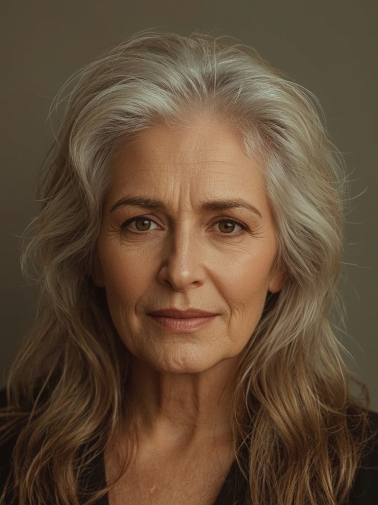 Long Hair Older Women: Highlighted Balayage with Long Layers
