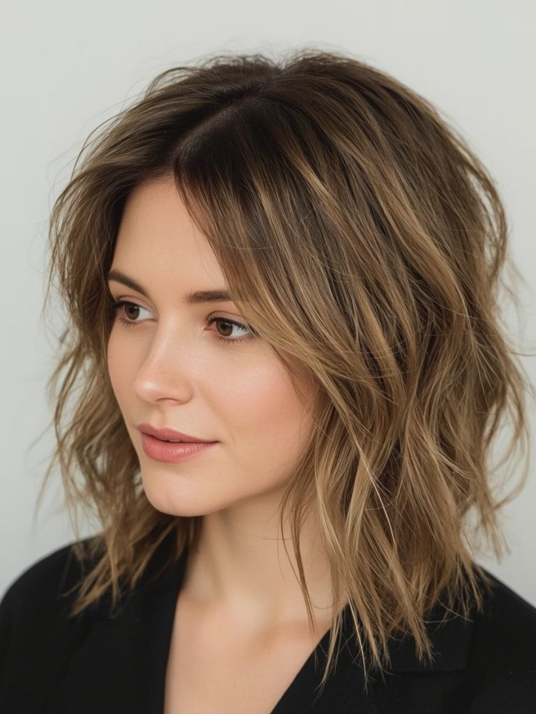 Butterfly Haircut Long Hair For Round Face: Curly Butterfly Cut