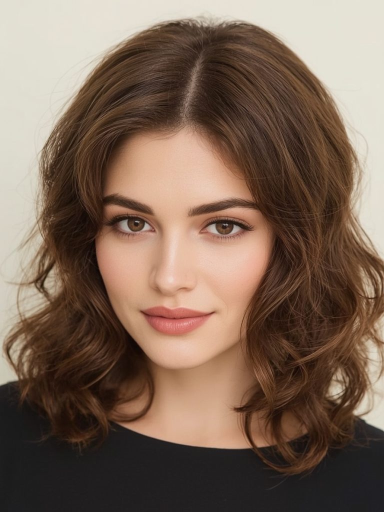 Butterfly Haircut Long Hair For Round Face: Voluminous Crown