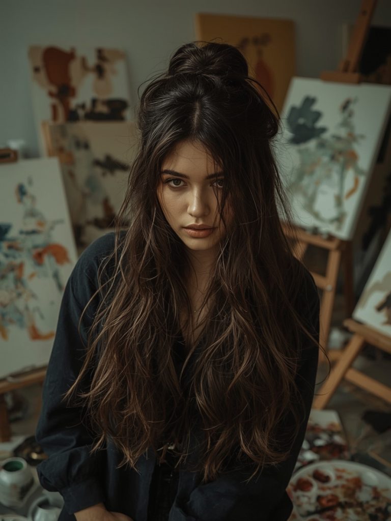 Summer Updos For Long Hair: Half-Up Top Knot