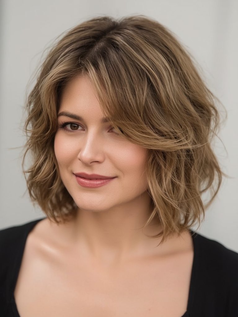 Hairstyle For Thin Fine Hair Over 50: Angled Bob