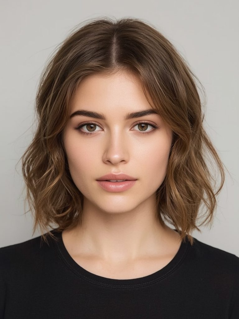 Butterfly Haircut Long Hair For Round Face: Soft Waves with Volume