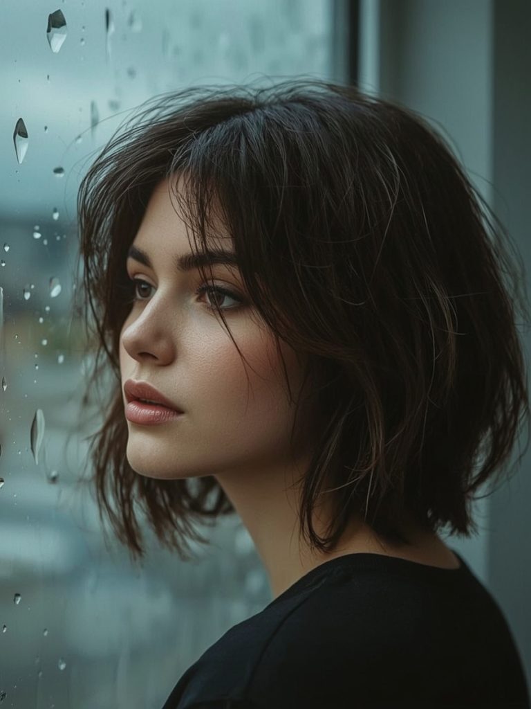 Butterfly Haircut Long Hair For Round Face: Deep Side Part