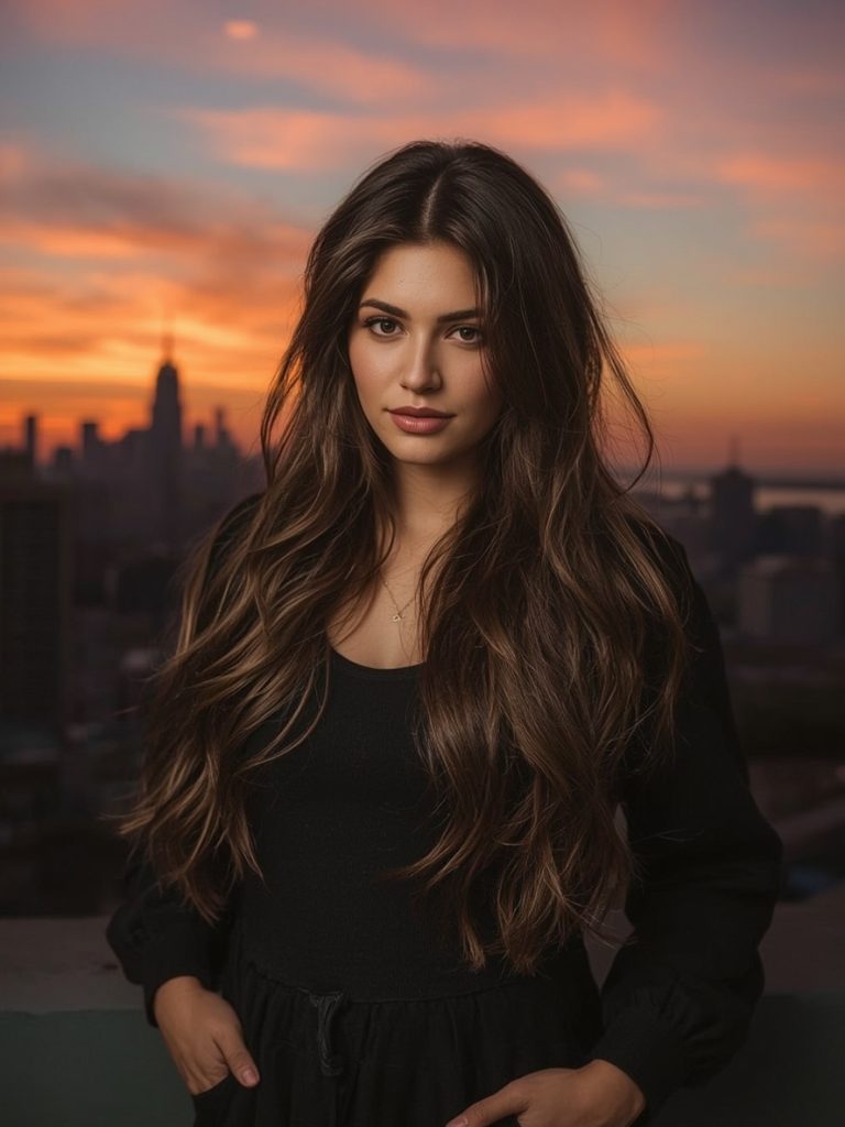 Butterfly Haircut Long Hair For Round Face: Dramatic Volume