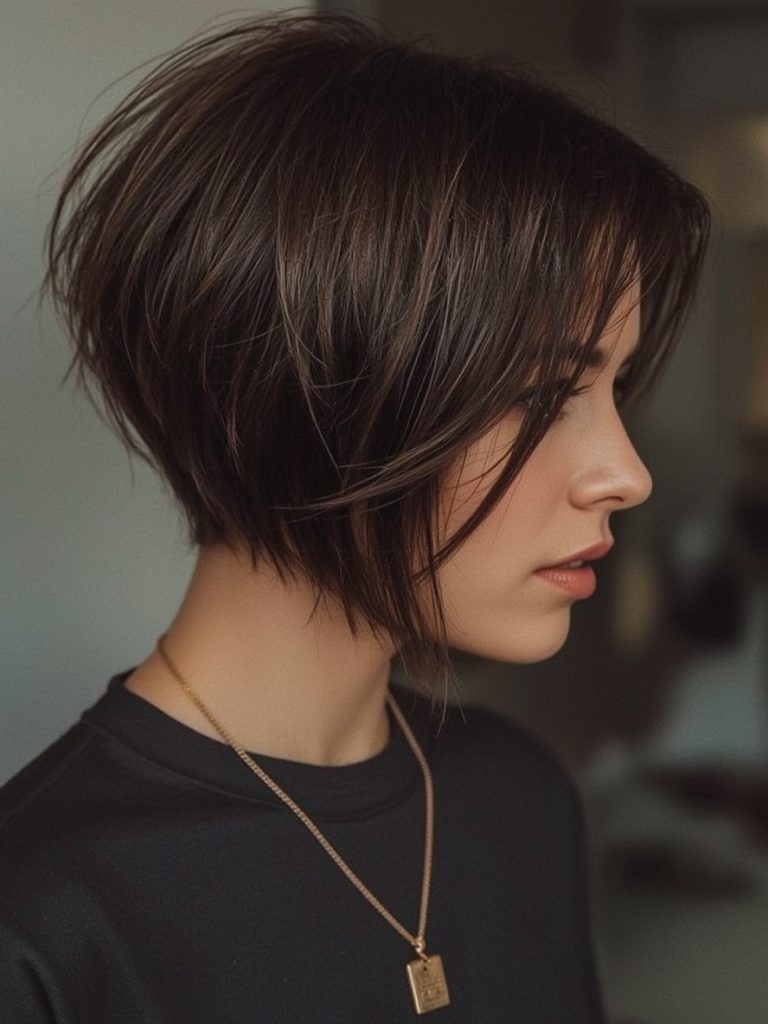 Angled Bob Haircut for Older Women