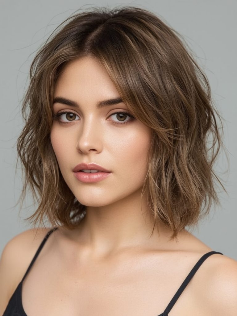 Curly Angled Bob Haircut