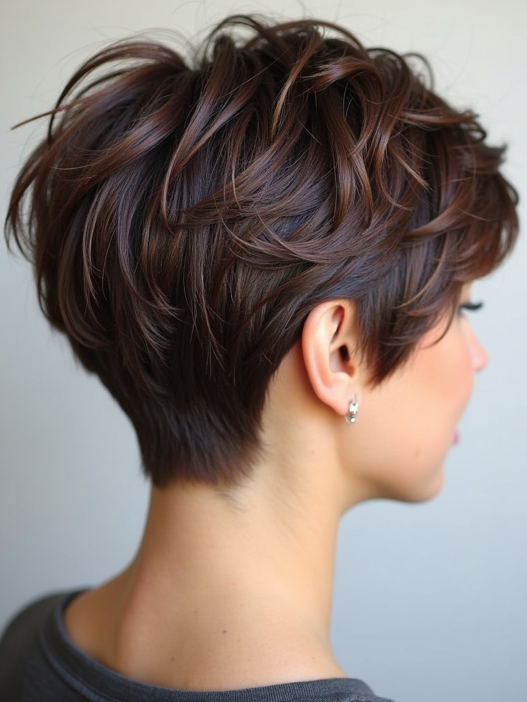 Stacked Pixie Haircut Back View: With A Headband