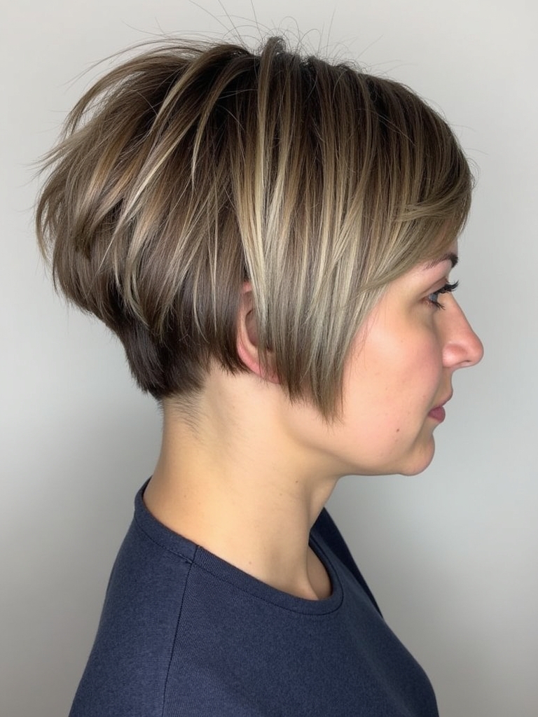 Stacked Pixie Haircut Back View: With a Middle Part