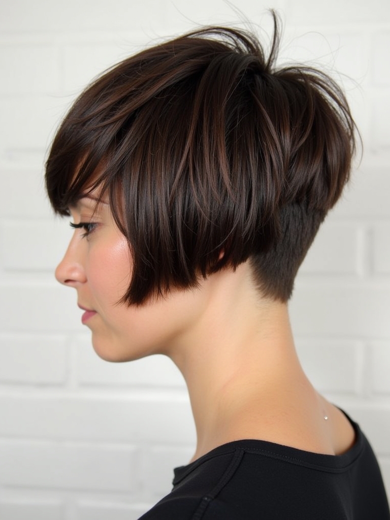 Stacked Pixie Haircut Back View: Shaggy Layers