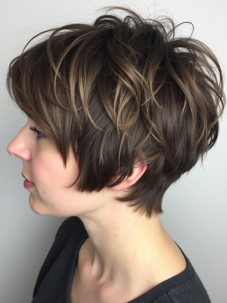 Stacked Pixie Haircut Back View: Textured Crown