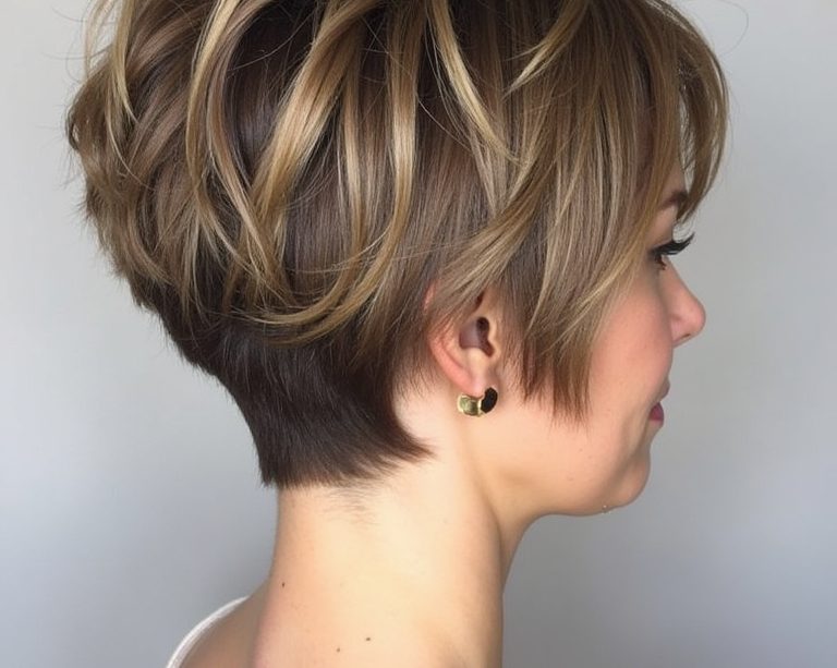 Stacked Pixie Haircut Back View: Choppy Layers