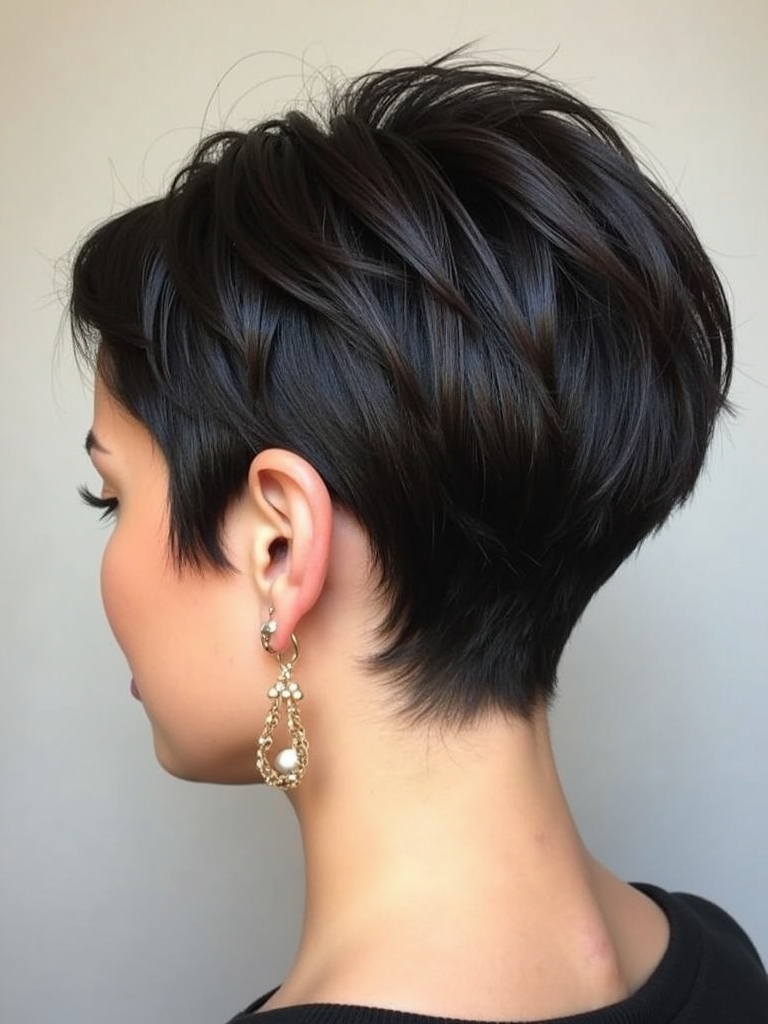 Stacked Pixie Haircut Back View: Soft and Subtle
