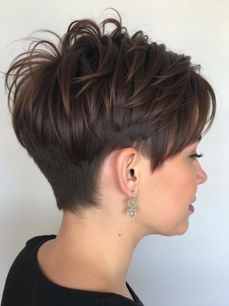 Stacked Pixie Haircut Back View: Graduated Layers