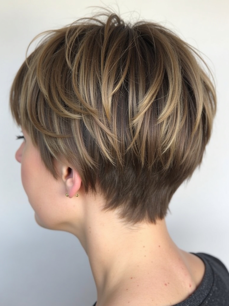 Stacked Pixie Haircut Back View: The Classic Angle